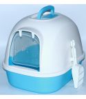 YES4PETS Portable Hooded Cat Toilet Litter Box Tray House with Handle and Scoop Blue