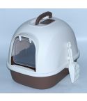 YES4PETS Portable Hooded Cat Toilet Litter Box Tray House with Handle and Scoop Brown