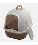 YES4PETS Portable Hooded Cat Toilet Litter Box Tray House with Handle and Scoop Brown