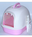 YES4PETS Portable Hooded Cat Toilet Litter Box Tray House with Handle and Scoop Pink