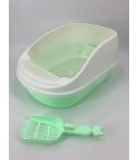 YES4PETS Large Portable Cat Toilet Litter Box Tray with Scoop and Grid Tray Green
