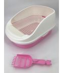YES4PETS Large Portable Cat Toilet Litter Box Tray with Scoop and Grid Tray Pink