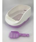 YES4PETS Large Portable Cat Toilet Litter Box Tray with Scoop and Grid Tray Purple
