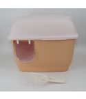 YES4PETS XL Portable Hooded Cat Toilet Litter Box Tray House with Handle and Scoop Brown