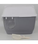 YES4PETS XL Portable Hooded Cat Toilet Litter Box Tray House with Handle and Scoop Grey