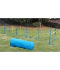 YES4PETS Portable Dog Puppy Training Practice Weave Poles Agility Post Exercise Tunnel Jump Tyre Set