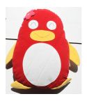 Penguin Cuddling Cushion Red