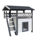 Cat House Weatherproof 2-Story Indoor Outdoor Wooden Shelter Bitumen Roof